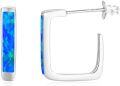 wholesale 925 Sterling Silver 925 Square Blue Opal Hoop Earrings for Women-0-0