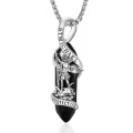 wholesale 925 Sterling Silver Black Onyx Saint Michael Guardian Angel Protect Us Charm Necklace-0-0