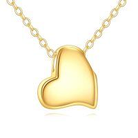 wholesale 14K Yellow Gold Heart Pendant Necklace, 0.32 Inch Vintage Love Charm, 16+2 Chain, Ideal Gift for Women-Heart