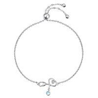 wholesale 925 Sterling Silver Infinity Bracelet Wholesale With Blue Gemstone Charm-created moonstone