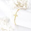 wholesale 14K Gold 58.5% Pure Cross Bracelet, Tarnish-Resistant Hypoallergenic Cable Chain, Adjustable 6.5-8.1 Inch, 1.46g, Gift Box-0-2