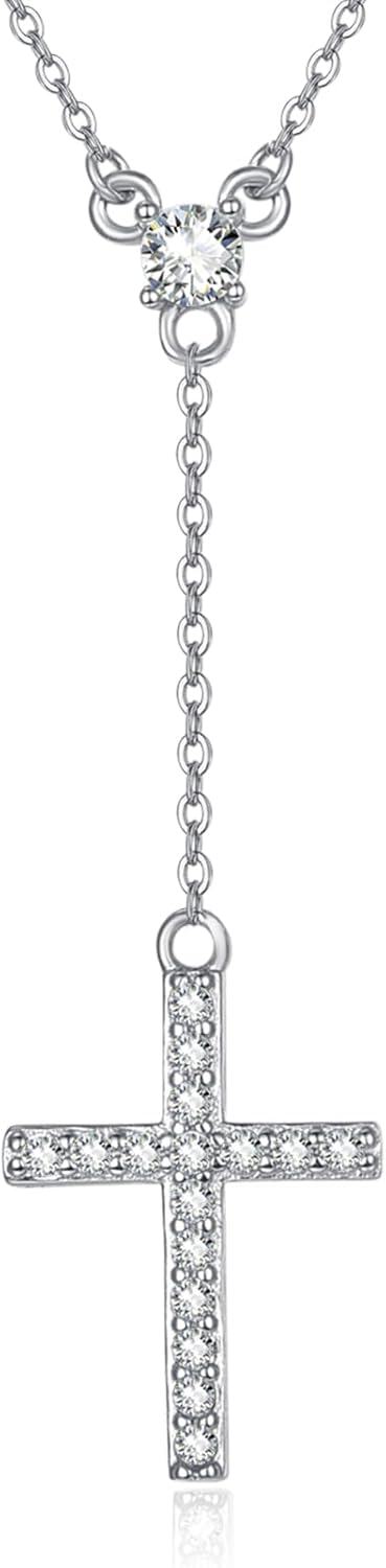 Sterling Silver Birthstone Faith Cross Pendant Necklace for Women-Layered Cross-Layered Cross