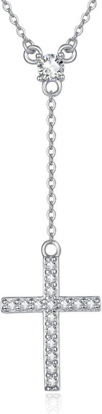 wholesale 925 Sterling Silver Heart Cross Ekg Necklace-Layered Cross-Layered Cross