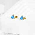 wholesale 14K Gold Triangle Blue Opal Stud Earrings Solid Gold Jewelry for Women-0-1