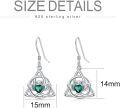 wholesale 925 Sterling Silver Emerald Green Moonstone Irish Claddagh Dangle Earrings-0-4
