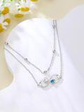 wholesale 925 Sterling Silver Infinity Blue Crystal Double-Strand Ankle Anklet for Women Gifts-0-3
