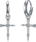 wholesale TOUPOP 925 Sterling Silver Cross Huggie Hoop Earrings For Women Dangle Earrings Small Moon Hoop Earrings Retro Punk Earrings For Women -0-0