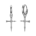 TOUPOP Sterling Silver & Stone Small Moon Cross Huggie Hoop Earrings-0-0