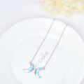 wholesale 925 Sterling Silver Blue Opal Crescent Moon Threader Dangle Earrings-0-2