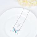 wholesale 925 Sterling Silver Blue Opal Crescent Moon Threader Dangle Earrings-0-2