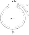 wholesale 925 Sterling Silver Pink Crystal Flamingo Ankle Anklet for Women (Adjustable)-0-4