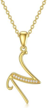 wholesale 14K Gold Moissanite A Z Initial Necklace for Women 16+2 -N