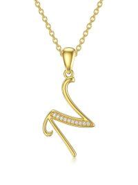 wholesale 14k Yellow Gold Lab Diamond Initial Letter Necklace Wholesale With Chain-N