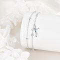wholesale 925 Sterling Silver Christian Baptism Double Chain Cross Ankle Bracelet-0-3