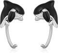 wholesale 925 Sterling Silver Killer Whale Ear Cuffs for Women - Black & White Ocean  Set-0-0