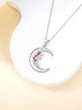 wholesale  Sterling Silver Moon Pendant Birth Flower Necklace for Women -0-23