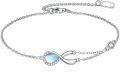 wholesale 925 Sterling Silver Infinity Moonstone Adjustable Charm Bracelet for Women Gift Ideas-0-0