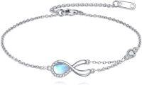 wholesale 925 Sterling Silver Infinity Moonstone Adjustable Charm Bracelet for Women Gift Ideas-Infinity