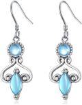 wholesale 925 Sterling Silver Blue Moonstone Bohemian Drop Earrings for Women-0-0