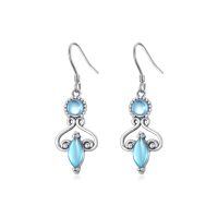 wholesale 925 Sterling Silver Blue Moonstone Bohemian Drop Earrings for Women-Boho Moonstone Earrings-9