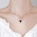 wholesale 925 Sterling Silver Black Onyx Triangular Pendant Necklace - Unique Geometric Design Gift for Her-0-5