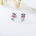 wholesale 925 Sterling Silver Blue Austrian Crystal Owl Stud Earrings-0-7