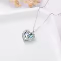 TOUPOP Sterling Silver Rose Heart Locket Pendant Necklace Father Daughter Gift-0-4
