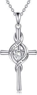 wholesale 925 Sterling Silver Heart Pendant with Infinity Symbol and Cubic Zirconia - Mother's Day Gifts for Grandma or Granddaughter-0-0