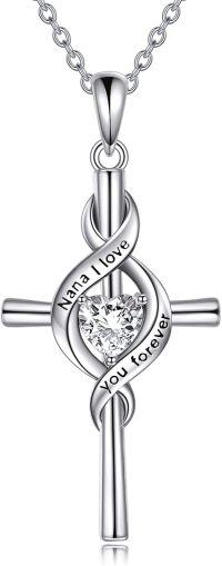 wholesale 925 Sterling Silver Heart Pendant with Infinity Symbol and Cubic Zirconia - Mother's Day Gifts for Grandma or Granddaughter-Nana Necklace