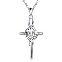 wholesale 925 Sterling Silver Heart Pendant with Infinity Symbol and Cubic Zirconia - Mother's Day Gifts for Grandma or Granddaughter-Nana Necklace