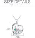wholesale 925 Sterling Silver Koala Family Green Crystal Heart Pendant Necklace Gifts for Women Girls Sis-0-3
