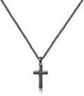 wholesale 925 Sterling Silver Black Cross Necklace with Curb Chain for Men & Women (24)-0-0