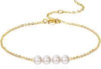wholesale 14K Gold Freshwater Pearl Anklet for Women-White 4