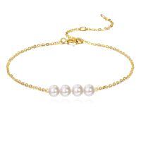wholesale 14k Gold Four Pearl Bracelet Dainty Chain Jewelry For Women-White 4