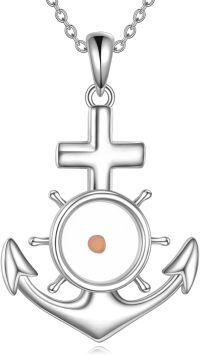 wholesale 925 Sterling Silver Anchor with Cross and Mustard Seed Charm Pendant Necklace - Sailor Faith Jewelry for Women & Men-Anker Necklace