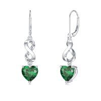 wholesale 925 Sterling Silver Heart Garnet Infinity Drop Earrings-5-May-Emerald Green