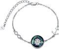 wholesale 925 Sterling Silver Compass Bracelet with Color Changing Crystals - Graduation Gift for Her-0-0
