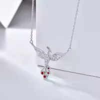 wholesale 925 Sterling Silver Birthstone Phoenix Necklace for Women-July