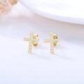 wholesale 14k Gold Cross Stud Earrings with Moissanite for Women and Teens Religious Jewelry-0-4