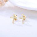 wholesale 14k Yellow Gold Cross Lab Created Moissanite Stud Earrings-0-4