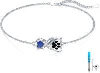 wholesale Sterling Silver Paw Print Urn Bracelet for Pet Ashes Memorial Jewelry-A-Paw Print Urn Bracelet-Lapis Lazuli