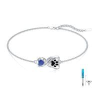 wholesale 925 Sterling Silver Infinity Paw Print Cremation Memorial Urn Bracelet Wholesale With Screwdriver Tools-A-Paw Print Urn Bracelet-Lapis Lazuli