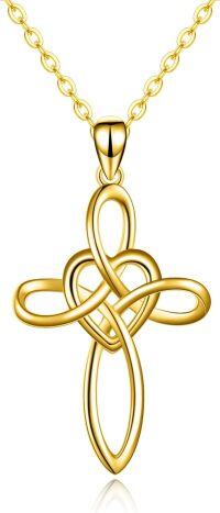 wholesale Gold 14K Gold Celtic Knot Cross Infinity Love Heart Pendant Necklace-14k Yellow Gold Celtic Cross Necklace