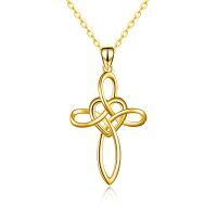 wholesale 925 Sterling Silver Celtic Knot Cross Infinity Love Heart Pendant Necklace-14k Yellow Gold Celtic Cross Necklace