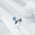 wholesale 925 Sterling Silver Blue Enamel Flower & Butterfly Adjustable Ring - Gifts for Her-0-2