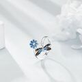 wholesale 925 Sterling Silver Blue Enamel Flower & Butterfly Adjustable Ring - Gifts for Her-0-2