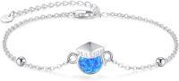 wholesale 925 Sterling Silver Blue Opal Graduation Cap Charm Bracelet Gift for Women-bracelet 04