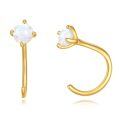 wholesale 14k Gold Round White Opal Prong Set Hook Stud Earrings-0-0