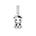 wholesale 925 Sterling Silver Cute Cow Charm With Heart Crystal-0-36
