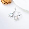 wholesale 925 Sterling Silver Blue Opal Sun Leverback Dangle Earrings-0-3